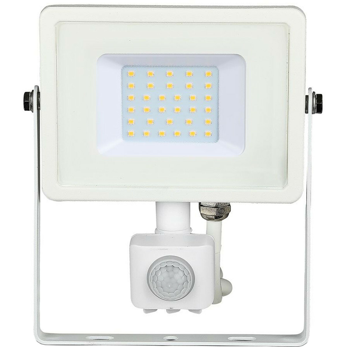 LED Bouwlamp 30 Watt met Sensor - LED Schijnwerper - Viron Dana - Natuurlijk Wit 4000K - Mat Wit - Aluminium - SAMSUNG LEDs