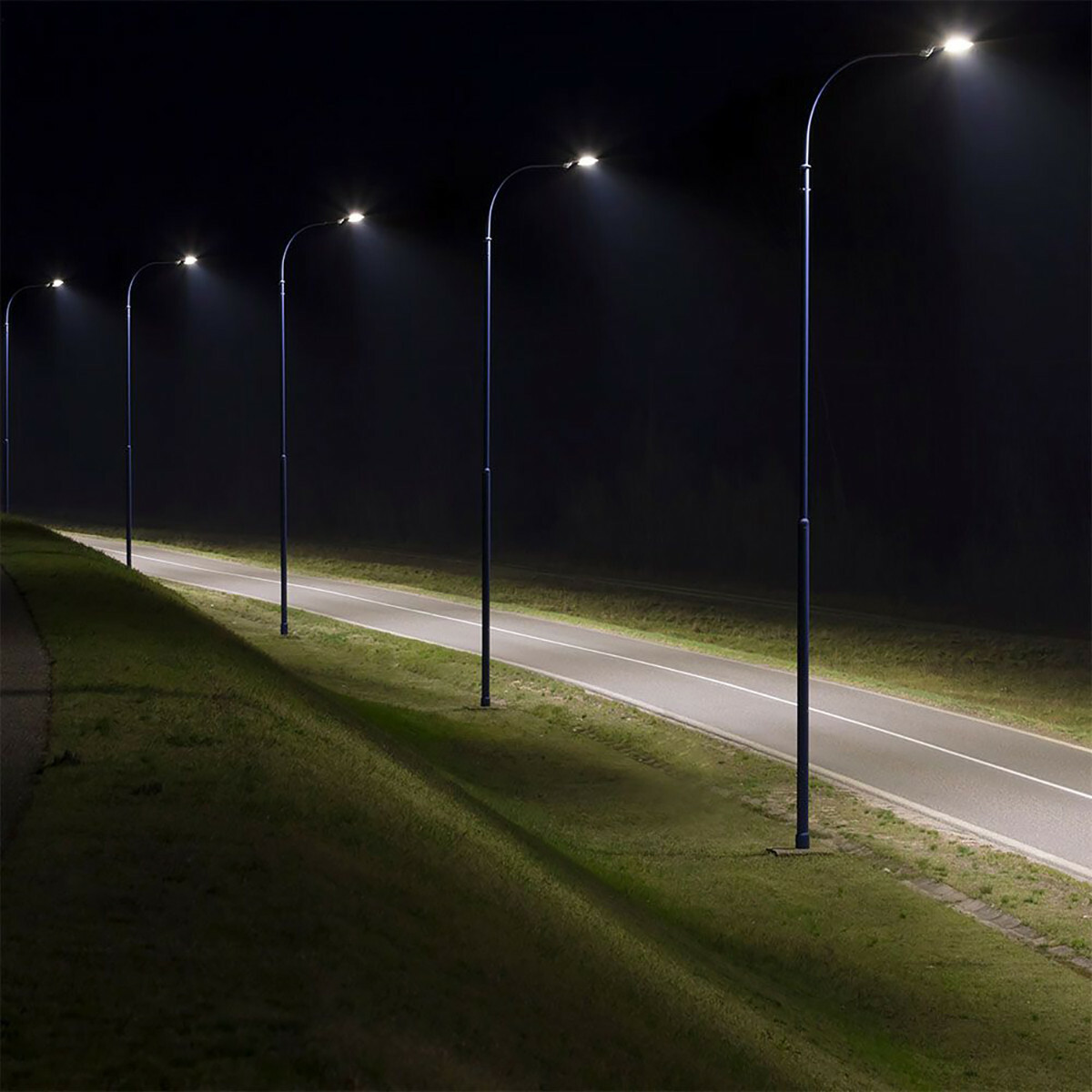 LED Straatlamp Slim - Straatverlichting - Viron Unato - 100W - Natuurlijk Wit 4000K - Waterdicht IP65 - Mat Grijs - Aluminium - SAMSUNG LEDs