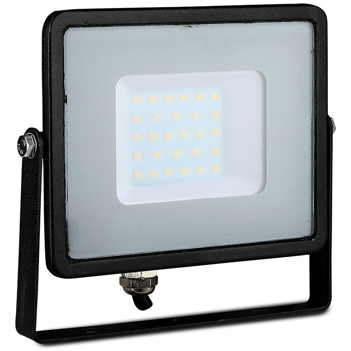 LED Bouwlamp 30 Watt - LED Schijnwerper - Viron Ponimo - Natuurlijk Wit 4000K - Kabelverbinding - Mat Zwart - Aluminium - SAMSUNG LEDs