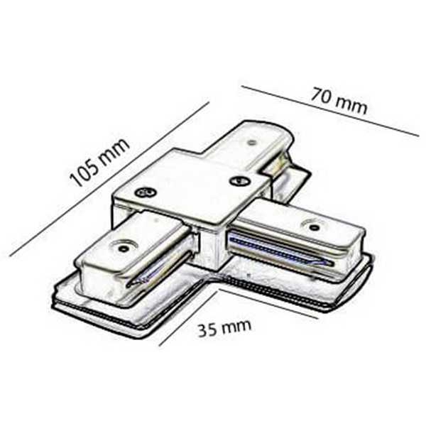 Spanningsrail Doorverbinder - Facto - T Koppeling - 1 Fase - Zwart