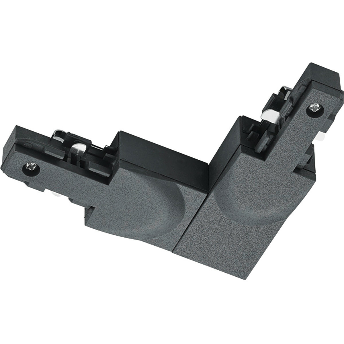 Spanningsrail Doorverbinder - Trion Dual - Hoek L Connector - Aarde Buiten - 2 Fase - Mat Zwart product afbeelding