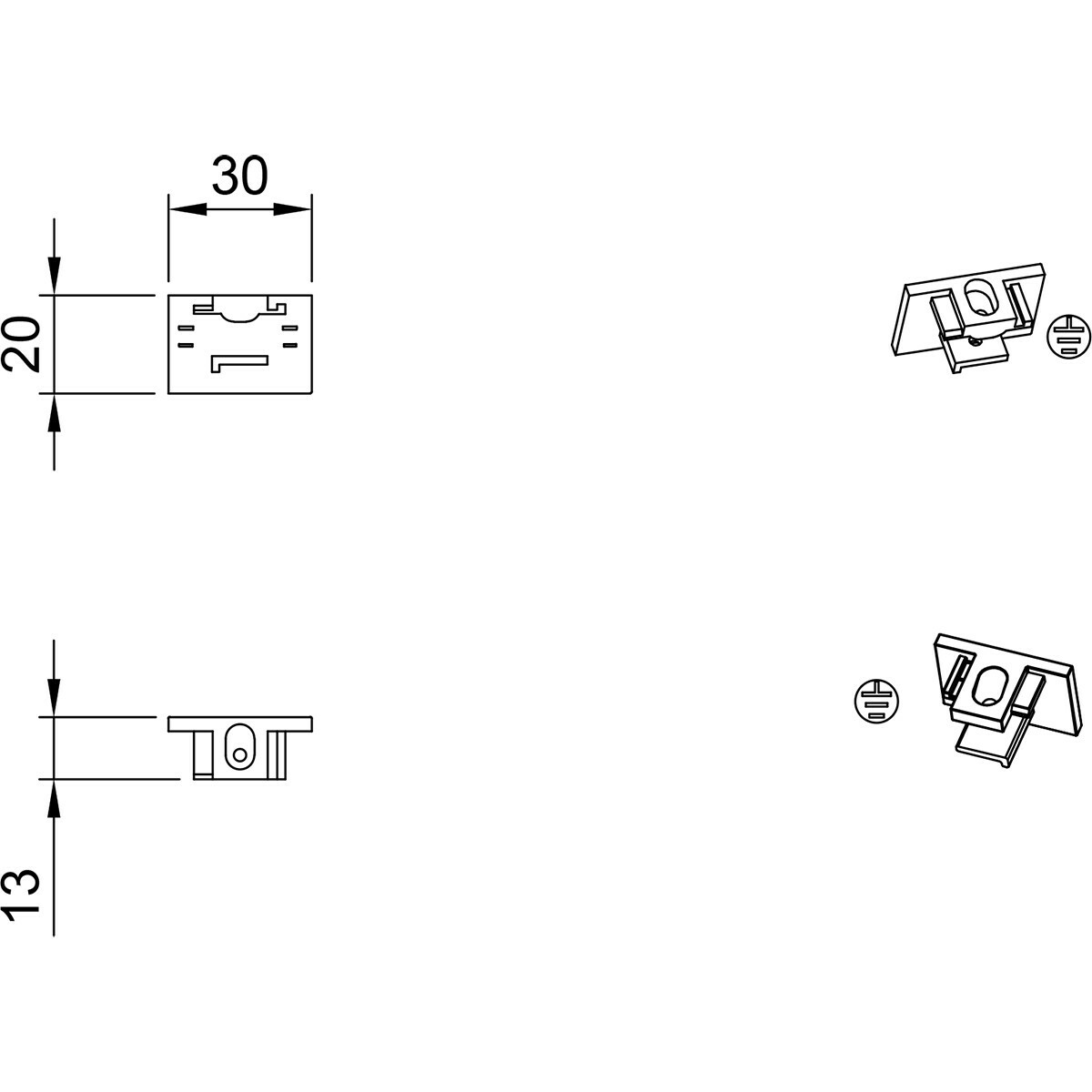 Spanningsrail Eindkap - 2 Stuks - Trion Dual - 2 Fase - Mat Titaan