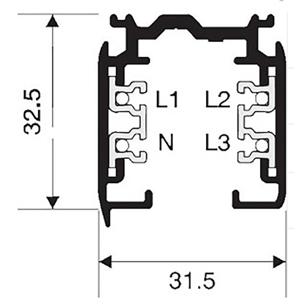 Spanningsrail - Facto - 3 Fase - Opbouw - Aluminium - Wit - 1 Meter