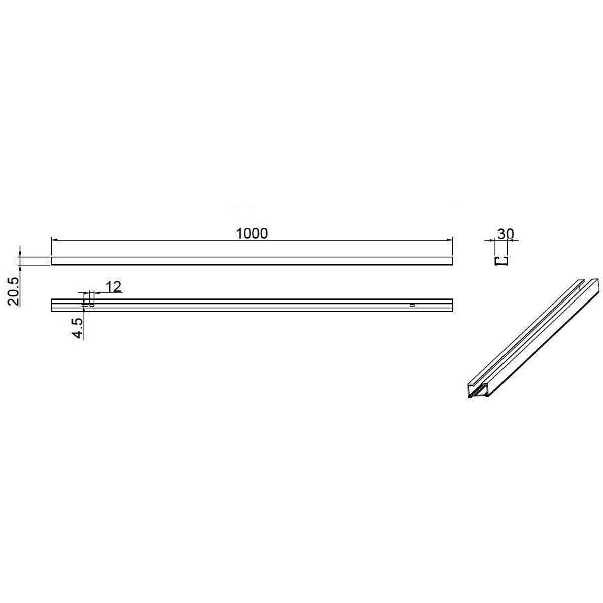 Spanningsrail - Trion Dual - 2 Fase - Opbouw - Aluminium - Wit - 1 Meter