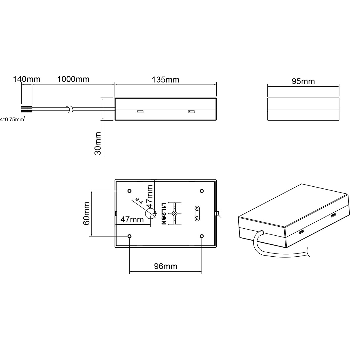 Spanningsrail Voedingsconnector Flexibel - Trion Dual - 2 Fase - Mat Titaan