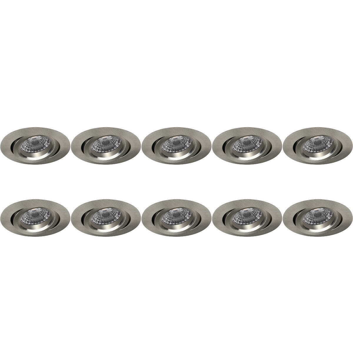 Spot Armatuur 10 Pack - Pragmi Aerony Pro - GU10 Inbouwspot - Rond - Nikkel - Aluminium - Kantelbaar - Ø82mm