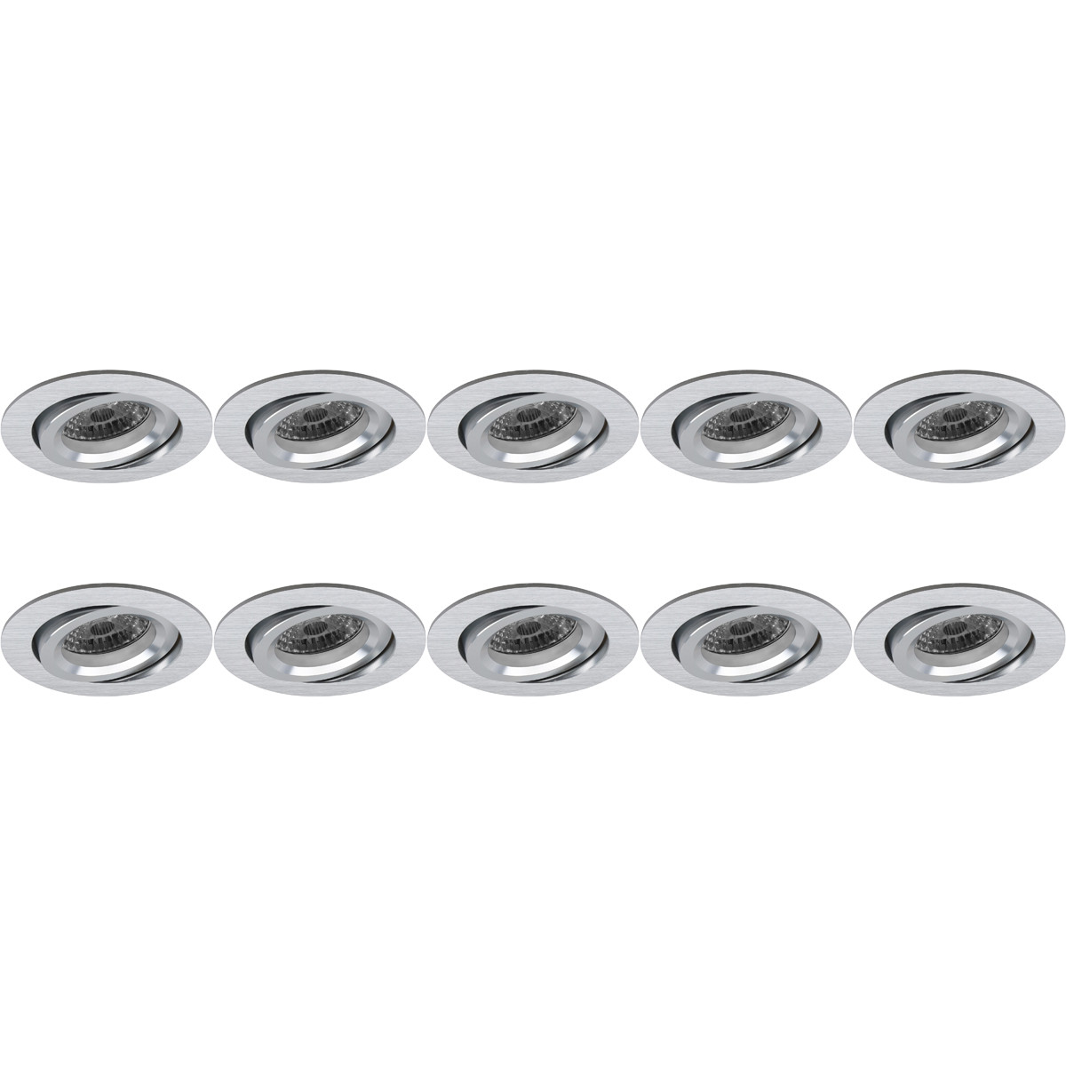 Spot Armatuur 10 Pack - Pragmi Aerony Pro - GU10 Inbouwspot - Rond - Zilver - Aluminium - Kantelbaar - Ø82mm