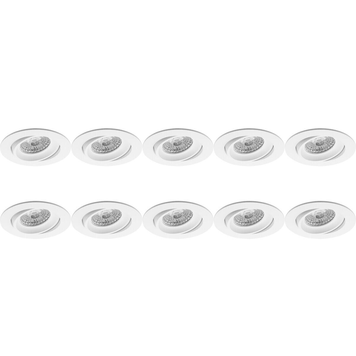 Spot Armatuur 10 Pack - Pragmi Delton Pro - GU10 Inbouwspot - Rond - Wit - Aluminium - Kantelbaar - Ø82mm