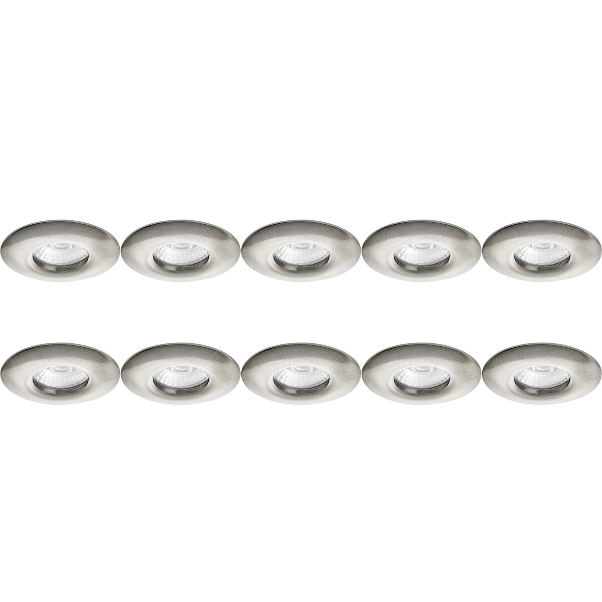 Spot Armatuur 10 Pack - Pragmi Luno Pro - GU10 Inbouwspot - Waterdicht IP65 - Rond - Nikkel - Aluminium - Ø82mm