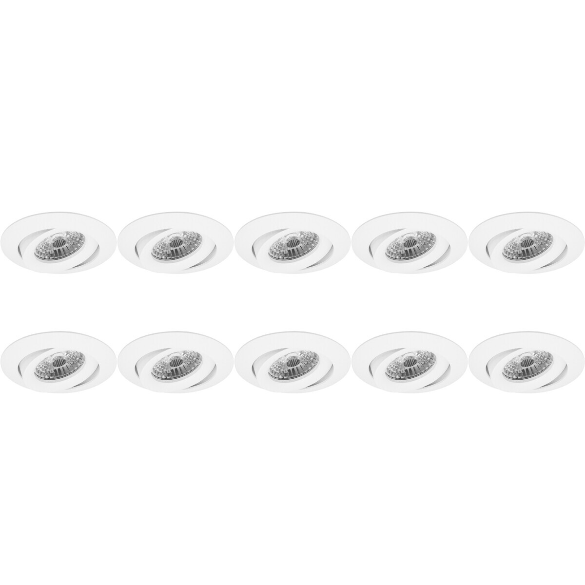 Spot Armatuur 10 Pack - Pragmi Uranio Pro - GU10 Inbouwspot - Rond - Wit - Aluminium - Kantelbaar - Ø82mm