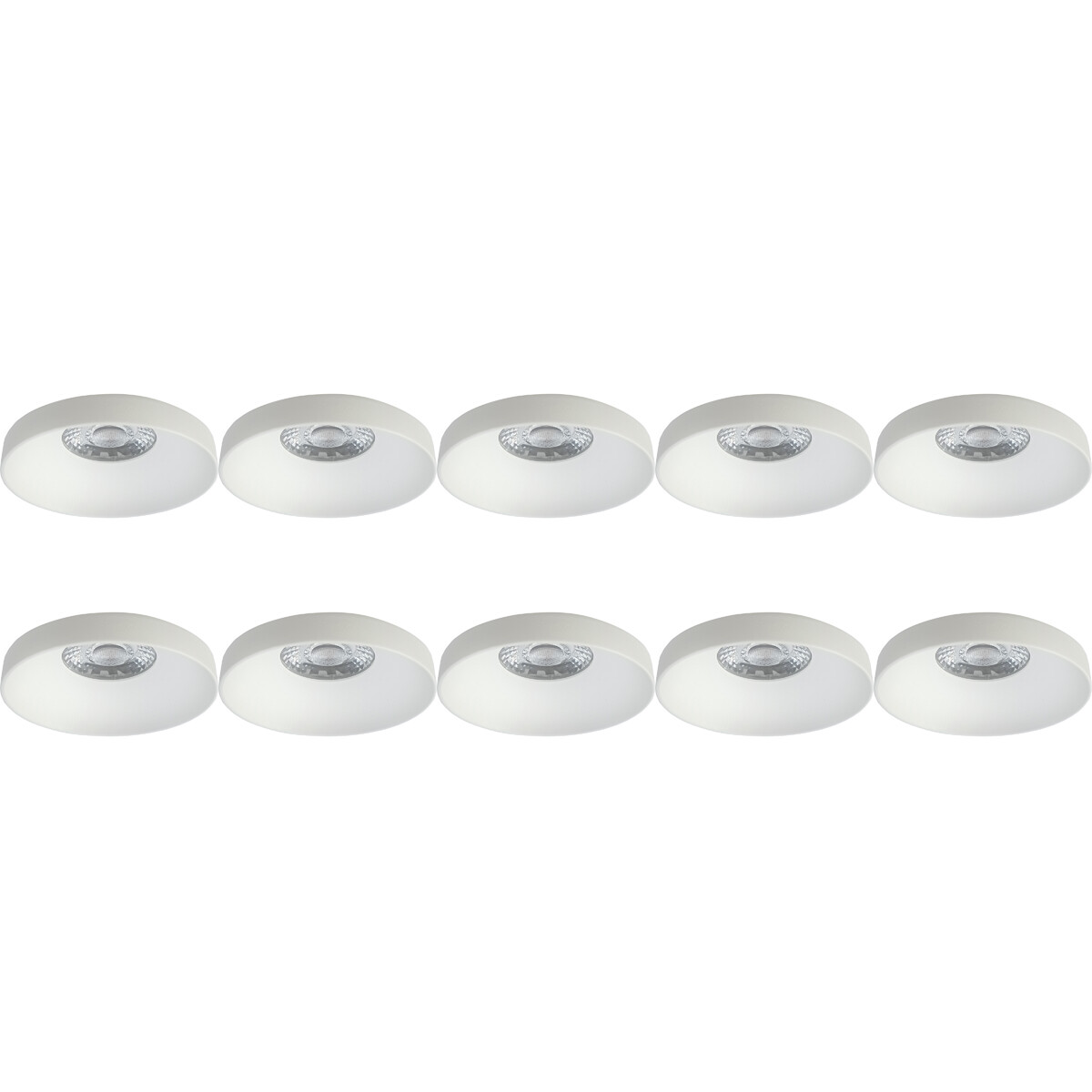 Spot Armatuur 10 Pack - Pragmi Vrito Pro - GU10 Inbouwspot - Rond - Wit - Aluminium - Ø82mm