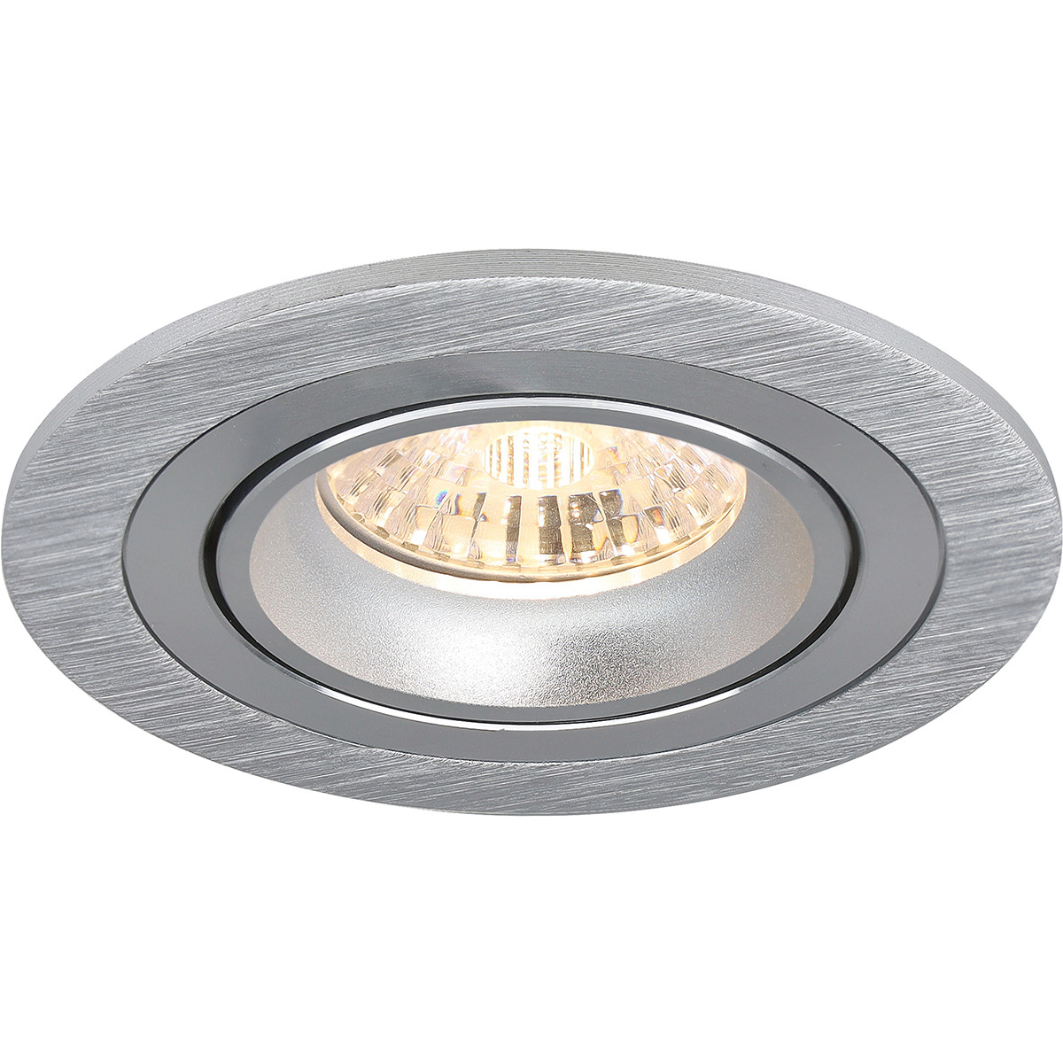 Spot Armatuur GU10 - Pragmi Alpin Pro - GU10 Inbouwspot - Rond - Zilver - Aluminium - Kantelbaar - Ø92mm