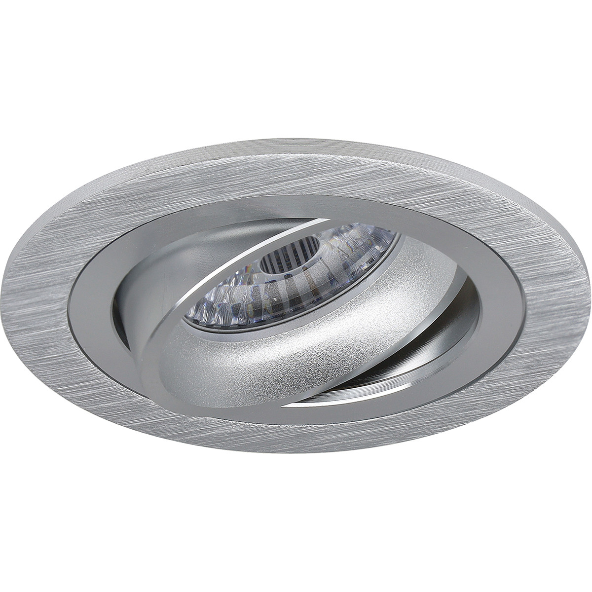 Spot Armatuur GU10 - Pragmi Alpin Pro - GU10 Inbouwspot - Rond - Zilver - Aluminium - Kantelbaar - Ø92mm