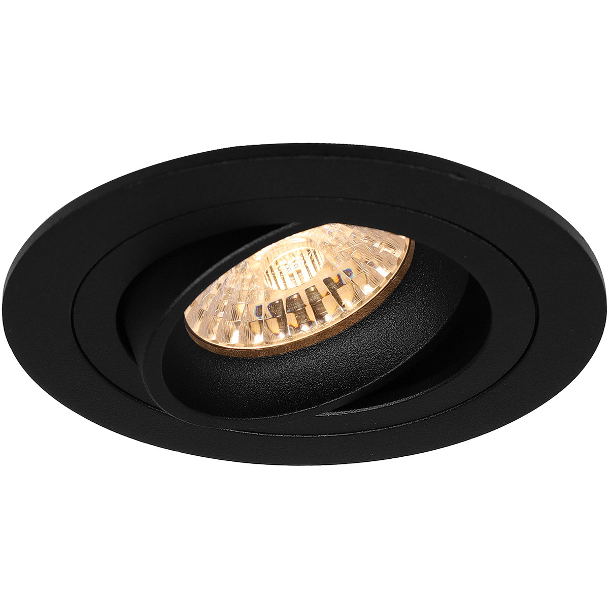 Spot Armatuur GU10 - Pragmi Alpin Pro - GU10 Inbouwspot - Rond - Zwart - Aluminium - Kantelbaar - Ø92mm