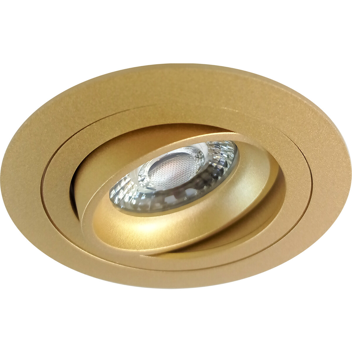 Spot Armatuur GU10 - Pragmi Alpin Pro - GU10 Inbouwspot - Rond - Goud - Aluminium - Kantelbaar - Ø92mm