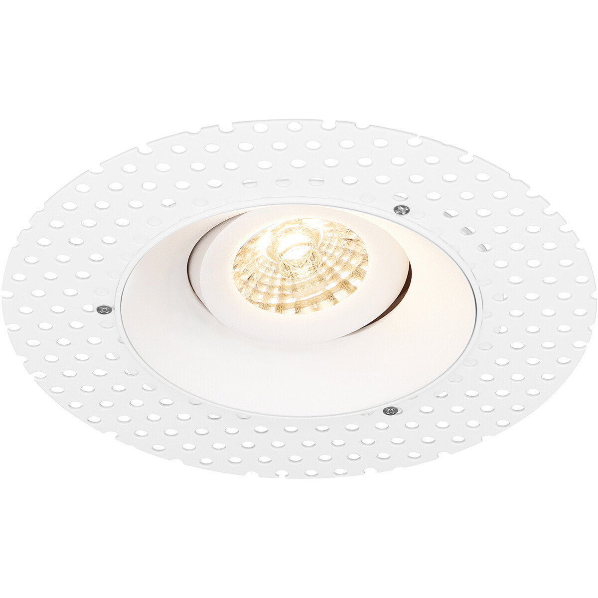 Spot Armatuur GU10 - Pragmi Nivas Pro - GU10 Inbouwspot - Rond - Wit - Aluminium - Trimless - Kantelbaar - Ø150mm