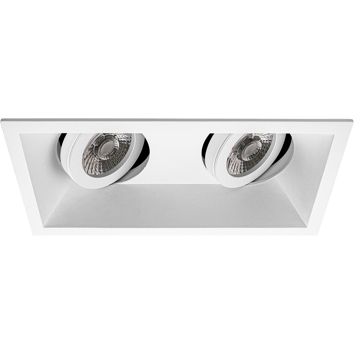 Spot Armatuur GU10 - Pragmi Zano Pro - GU10 Inbouwspot - Rechthoek Dubbel - Wit - Aluminium - Kantelbaar - 185x93mm