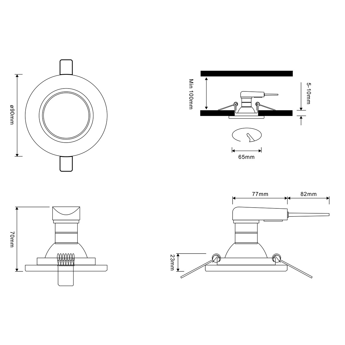 Spot Armatuur GU10 - Trion Panomi - GU10 Inbouwspot - Rond - Chroom - Aluminium - Ø90mm