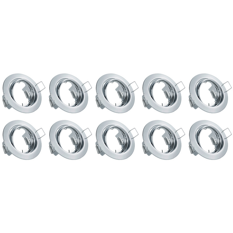 Spot Armatuur 10 Pack - Trion - GU10 Inbouwspot - Rond - Chroom - Aluminium - Kantelbaar Ø83mm