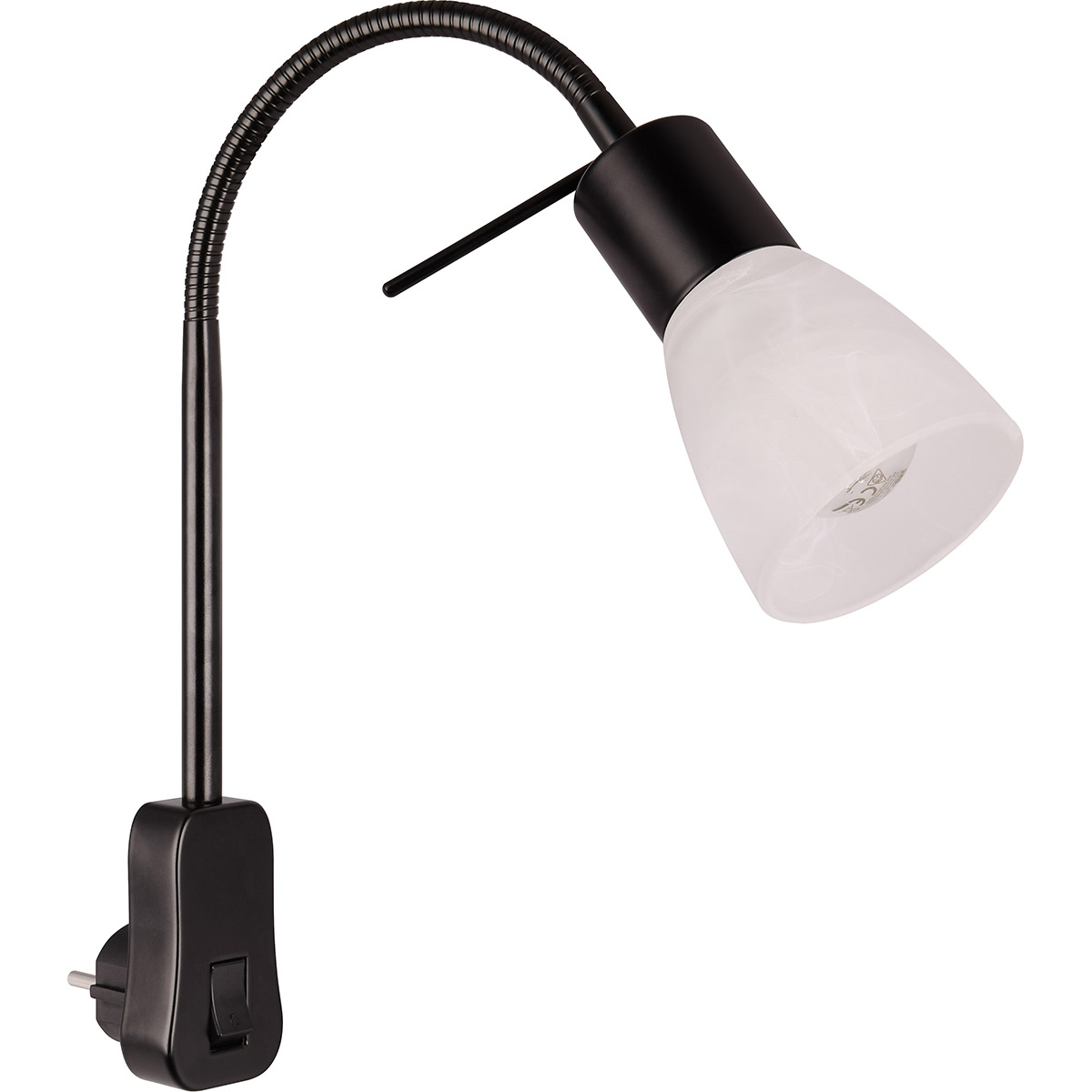 Stekkerlamp met Schakelaar - Trion Fukara - E14 Fitting - 4.9W - Warm Wit 3000K - Mat Zwart - Metaal