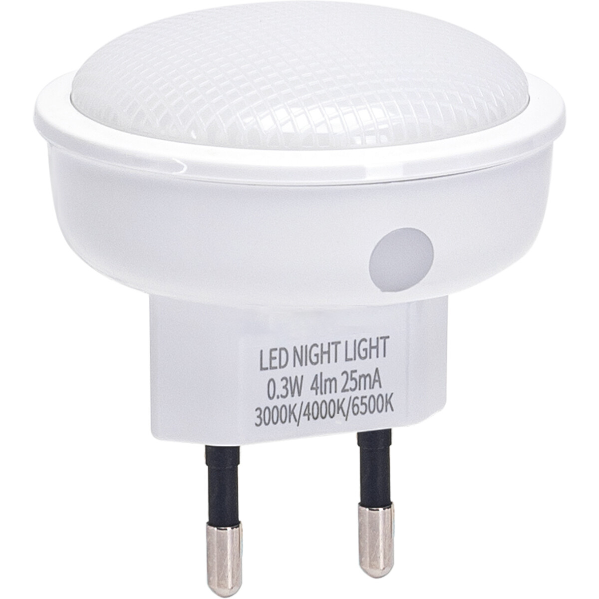 Stekkerlamp - Nachtlamp met Dag en Nacht Sensor - Aigi Qpoi - 0.3W - Warm Wit 3000K - Rond - Mat Wit - Kunststof