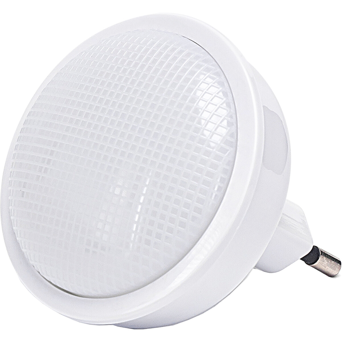 Stekkerlamp - Nachtlamp met Dag en Nacht Sensor - Aigi Qpoi - 0.3W - Warm Wit 3000K - Rond - Mat Wit - Kunststof