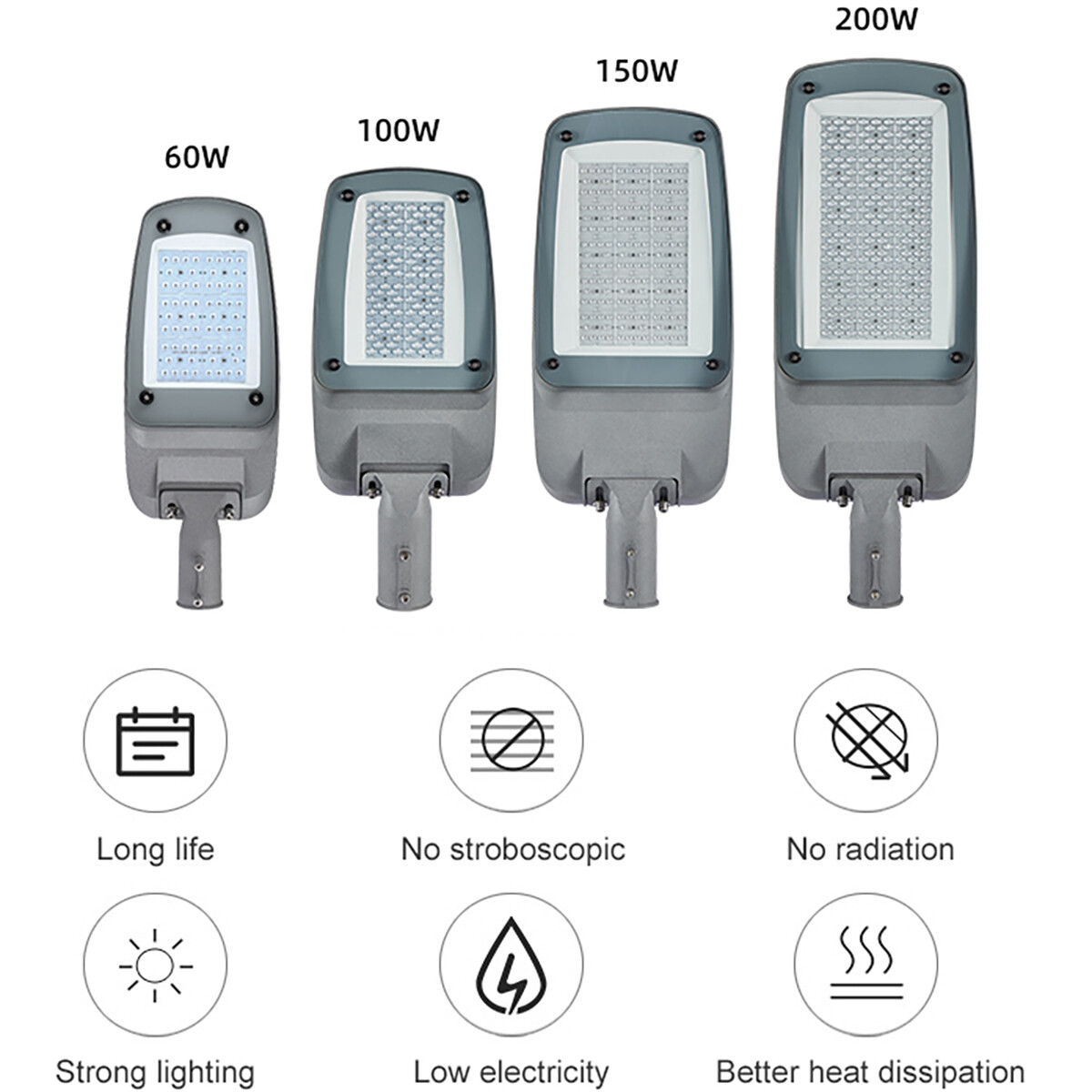 Straatverlichting met Photocell Sensor - Rinzu Strion - 200 Watt - 34000 Lumen - 4000K - Waterdicht IP66 - 70x140D Ø60mm Spigot - OSRAM Driver - Lumileds