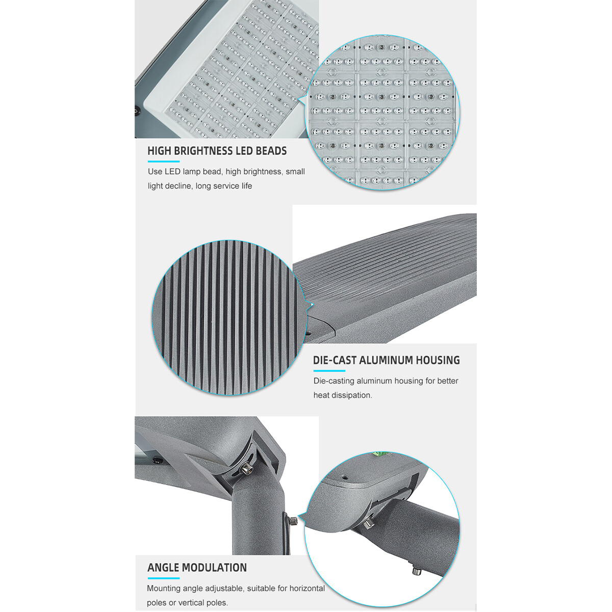 Straatverlichting met Photocell Sensor - Rinzu Strion - 200 Watt - 34000 Lumen - 4000K - Waterdicht IP66 - 70x140D Ø60mm Spigot - OSRAM Driver - Lumileds