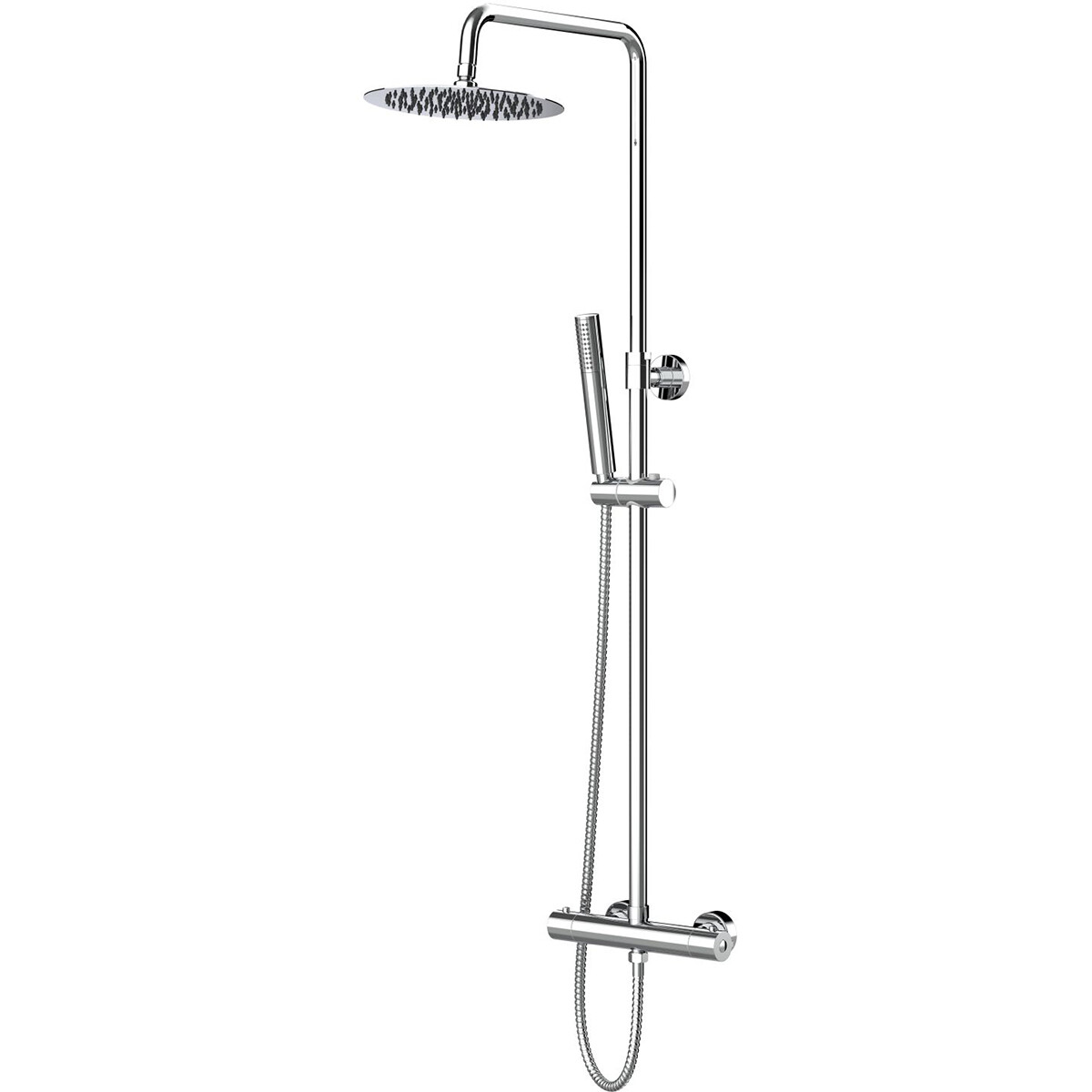 Thermostatische Regendoucheset Leoni Rimbo 20cm Ronde Hoofddouche Staafhanddouche RVS Chroom