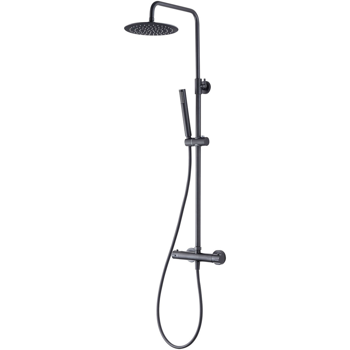 Thermostatische Regendoucheset Leoni Rimbo 20cm Ronde Hoofddouche Staafhanddouche RVS PVD Gunmetal G