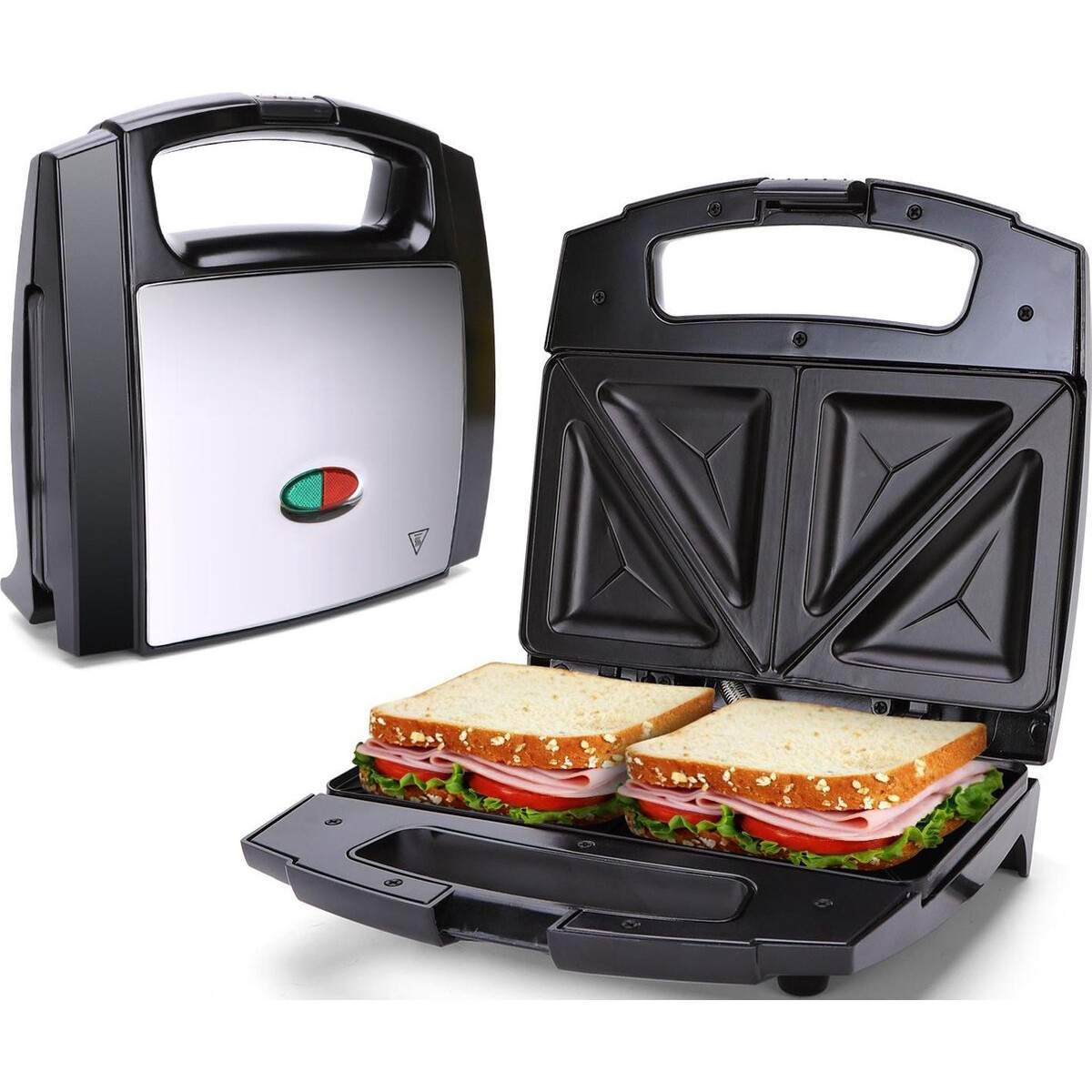 Tosti-ijzer - Aigi Limo - Sandwichmaker - CoolTouch Hendel - Zwart/Zilver