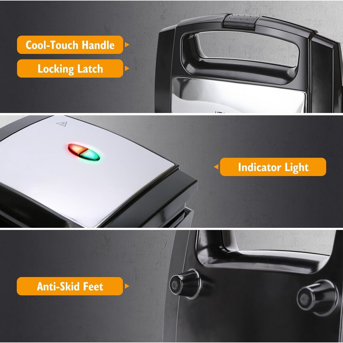 Tosti-ijzer - Aigi Limo - Sandwichmaker - CoolTouch Hendel - Zwart/Zilver