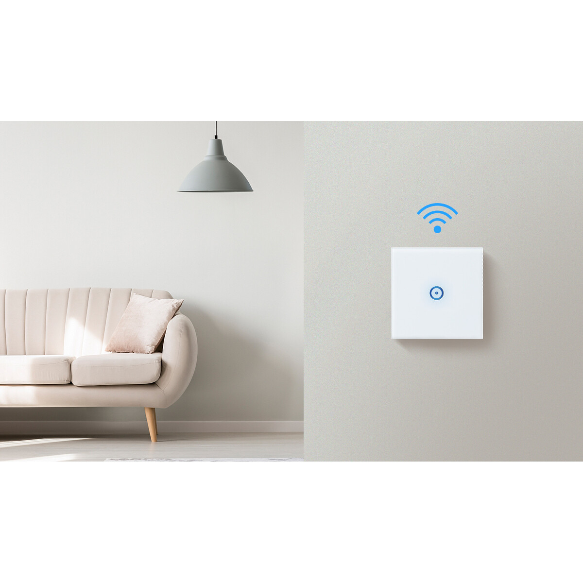 Touchschakelaar Smart WiFi - Aigi Smarton - Inbouw - 1-voudig Touch Schakelaar - Incl. Glazen Afdekraam - Wit