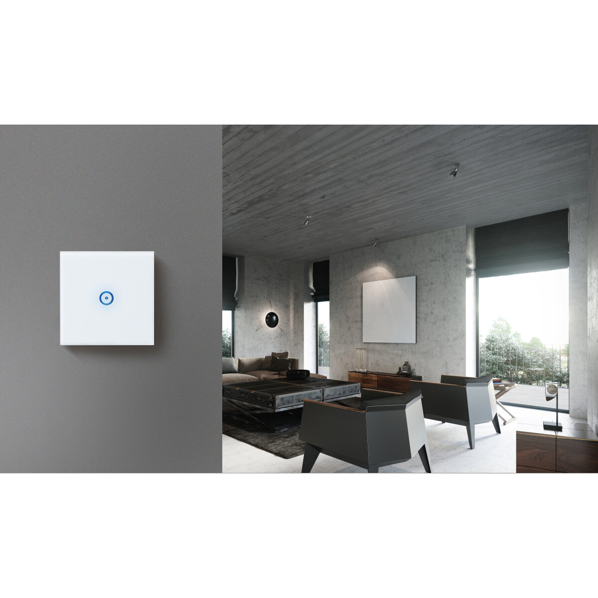 Touchschakelaar Smart WiFi - Aigi Smarton - Inbouw - 1-voudig Touch Schakelaar - Incl. Glazen Afdekraam - Wit