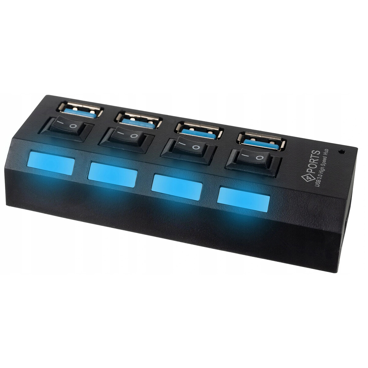 Usb Hub High Speed 4 Ports 3.0 Multi Oplaadadapter Aan-uit Knop Led Verlichting Zwart