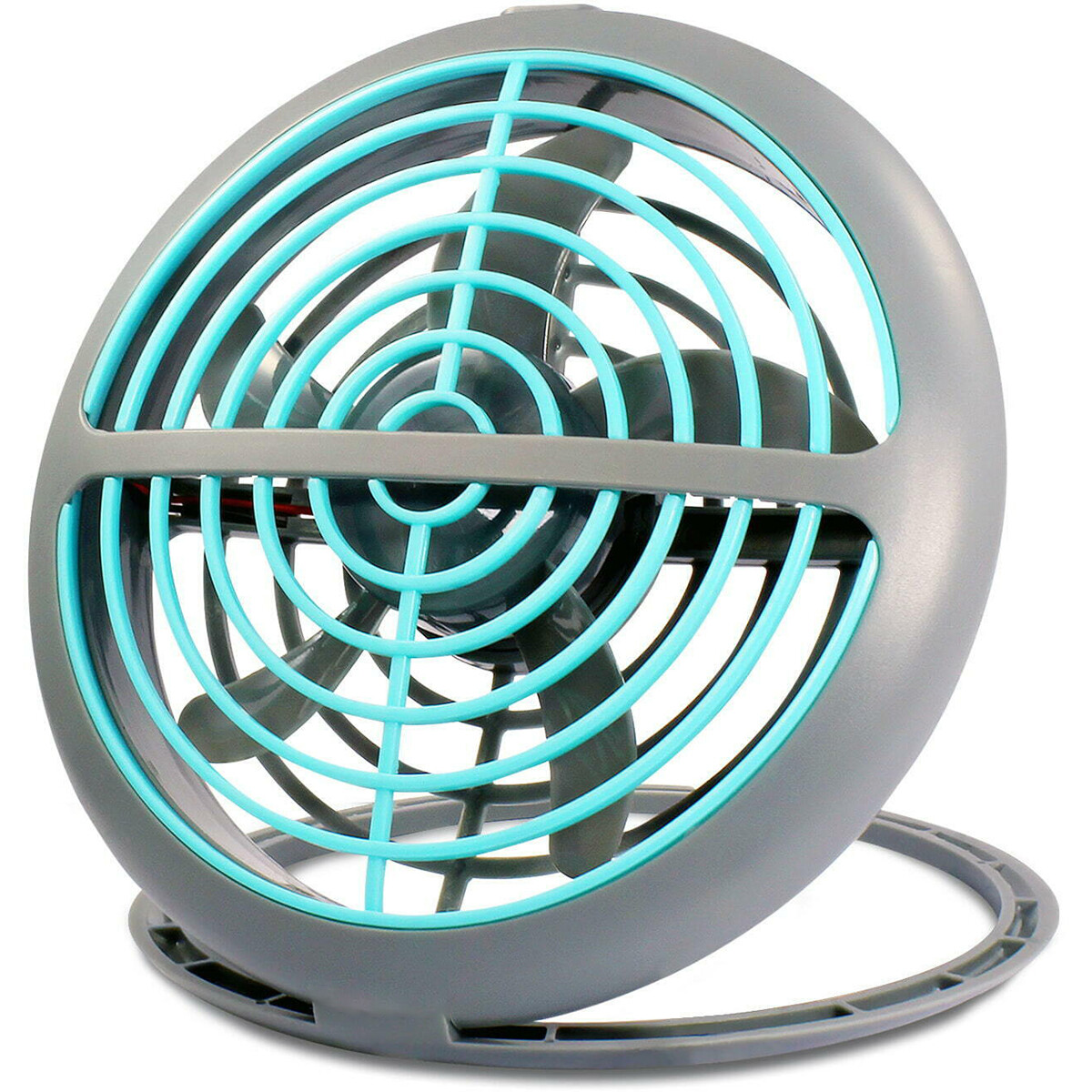 USB Ventilator - Shiqu Fany - Mini Tafelventilator - Kantelbaar - Aan/Uit Schakelaar - Rond - Grijs/Blauw product afbeelding