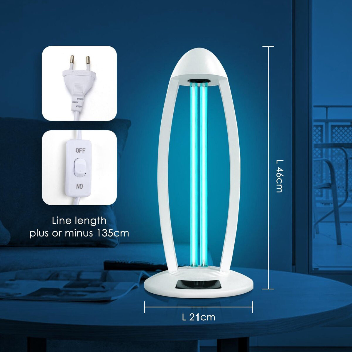 UV-C Tafellamp - Aigi Desty - Desinfectie Lamp - UV Sterilizer - Afstandsbediening - Timer - 360º - Wit