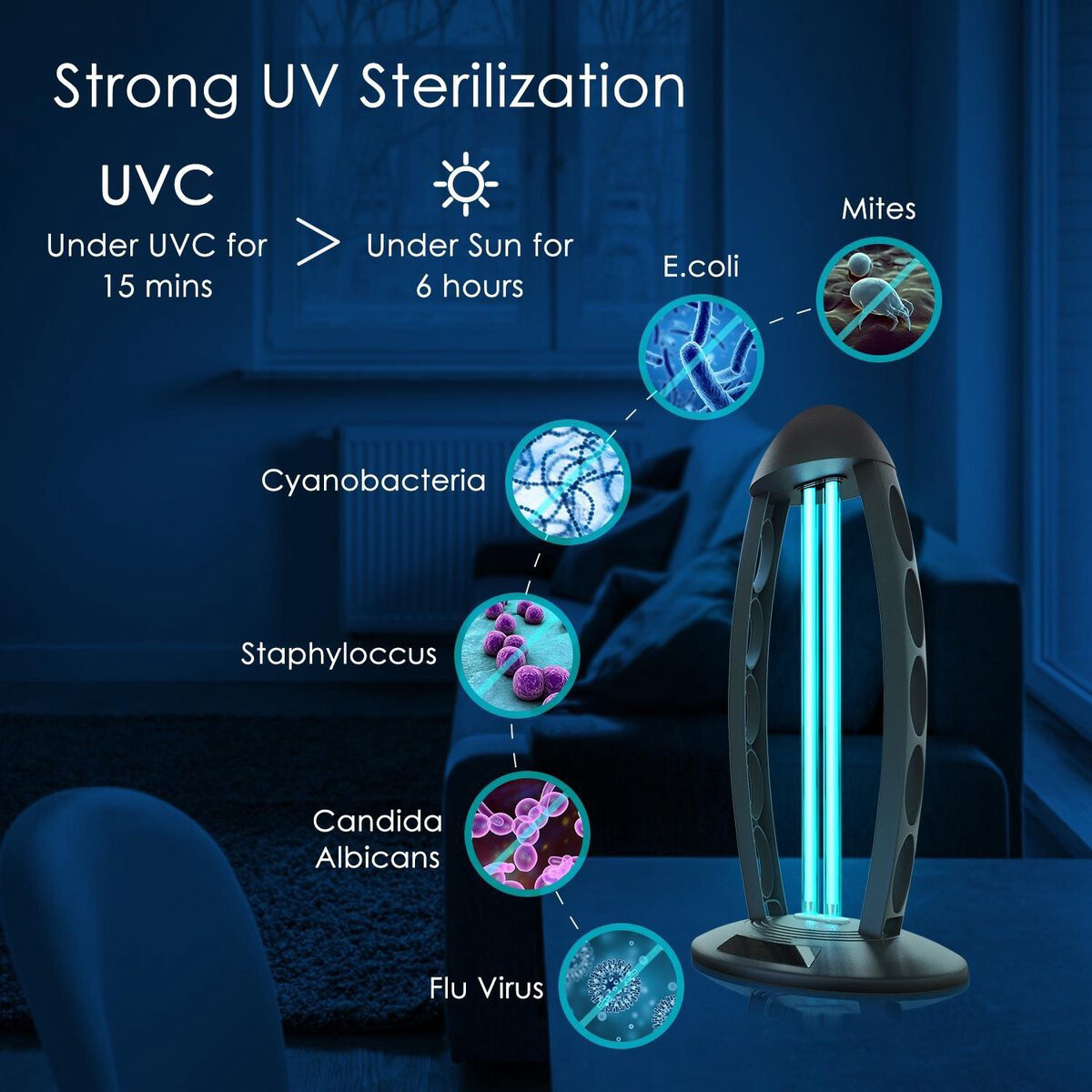 UV-C Tafellamp - Aigi Desty - Desinfectie Lamp - UV Sterilizer - Afstandsbediening - Timer - 360º - Zwart