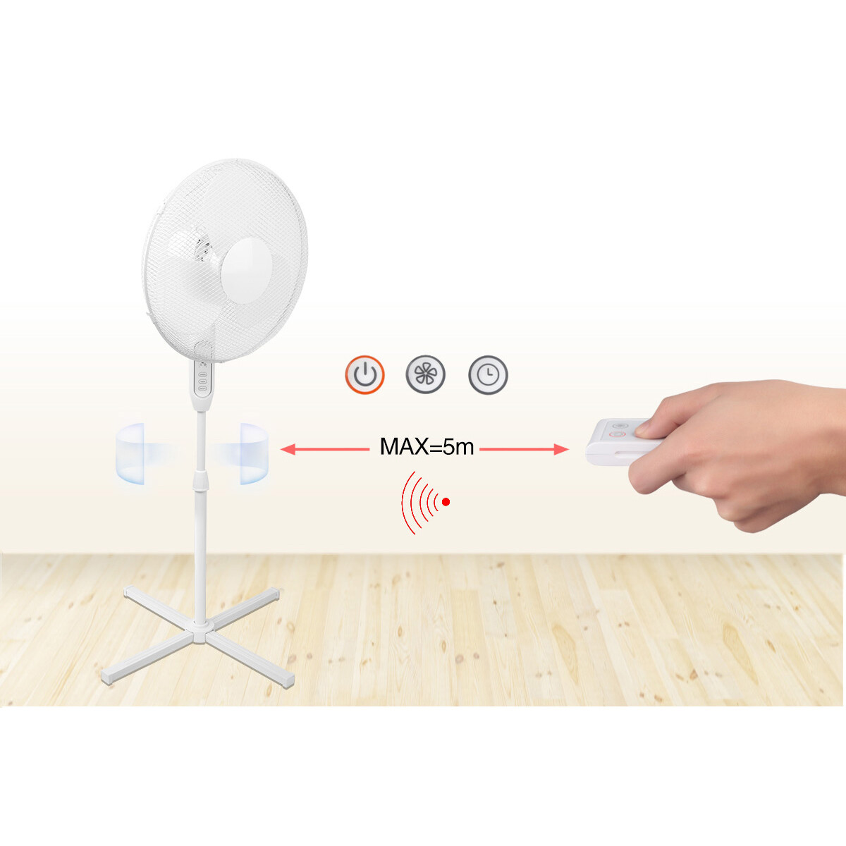 Ventilator - Aigi Lunom - Statiefventilator - Afstandsbediening - Staand - Rond - Mat Wit - Kunststof