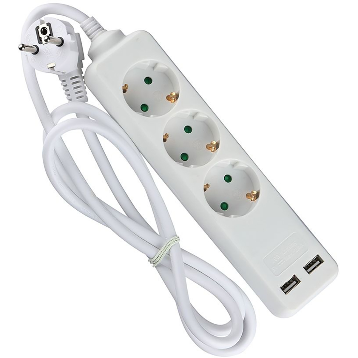 Stekkerdoos met USB - Verlengsnoer met USB - Viron Serino - 3680W - 3 Stopcontacten - 1.5 Meter - Wit | Nederland