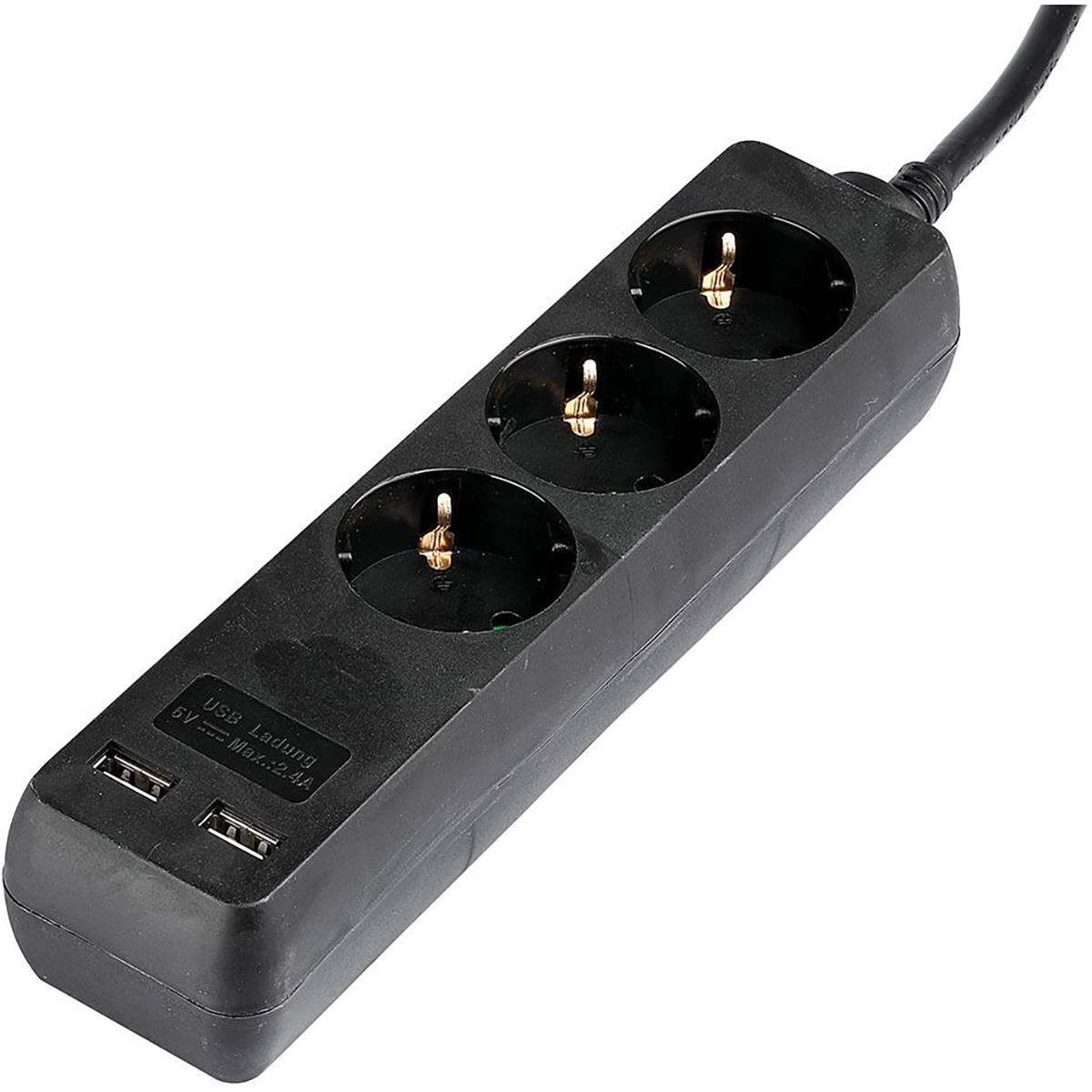 Verlengsnoer met USB - Viron Serino - 3680W - 3 Stopcontacten - 1.5 Meter - Zwart | Nederland