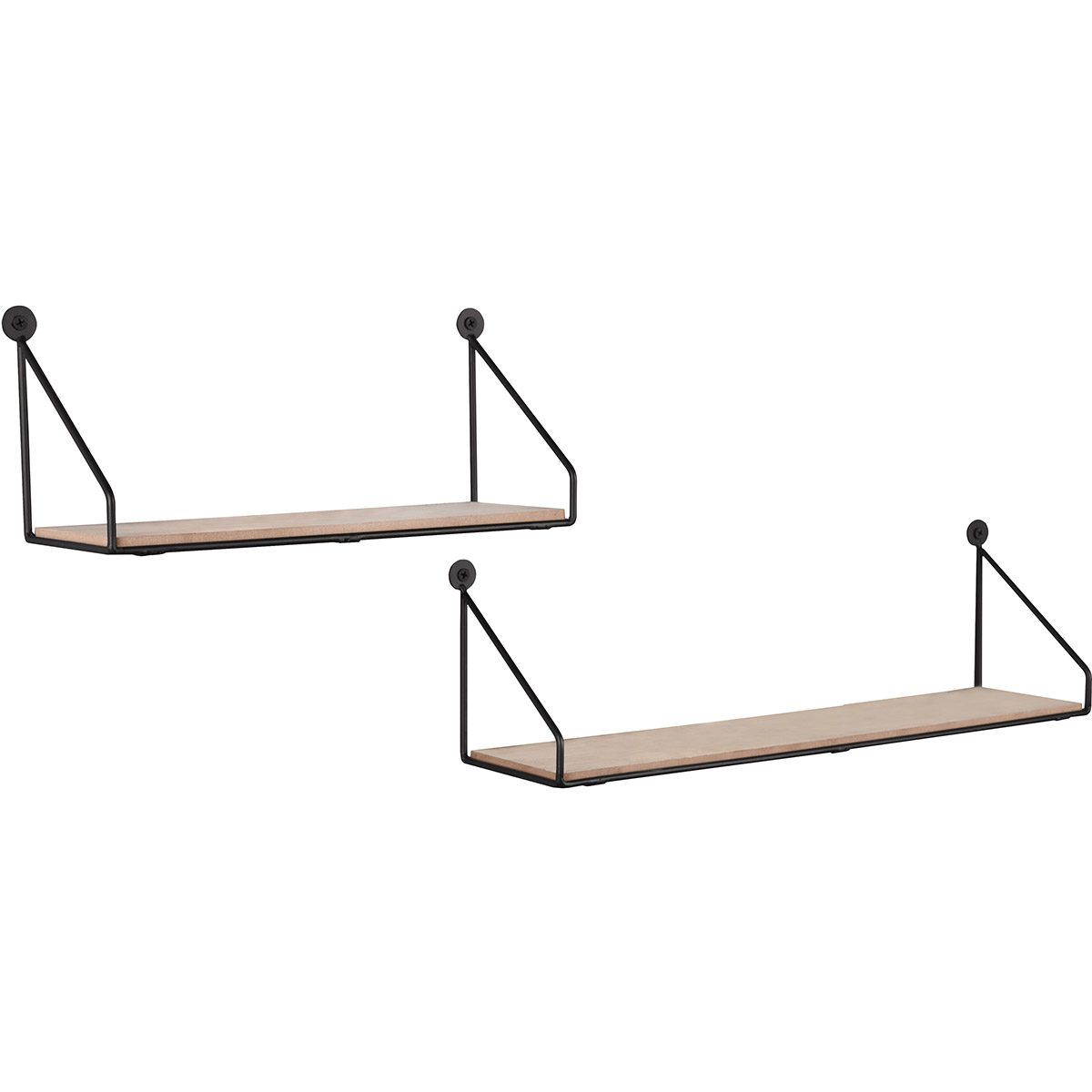 Wandrek Wandplanken Trion Anap 2-delig Zwart Hout Metaal