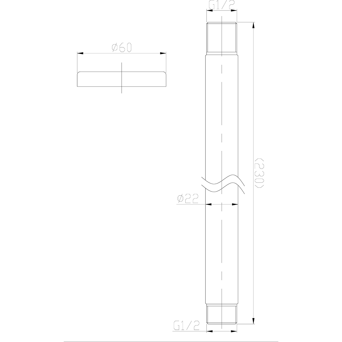 Wiesbaden 304 Douchearm met Plafondbevestiging - Rond - 20cm - RVS