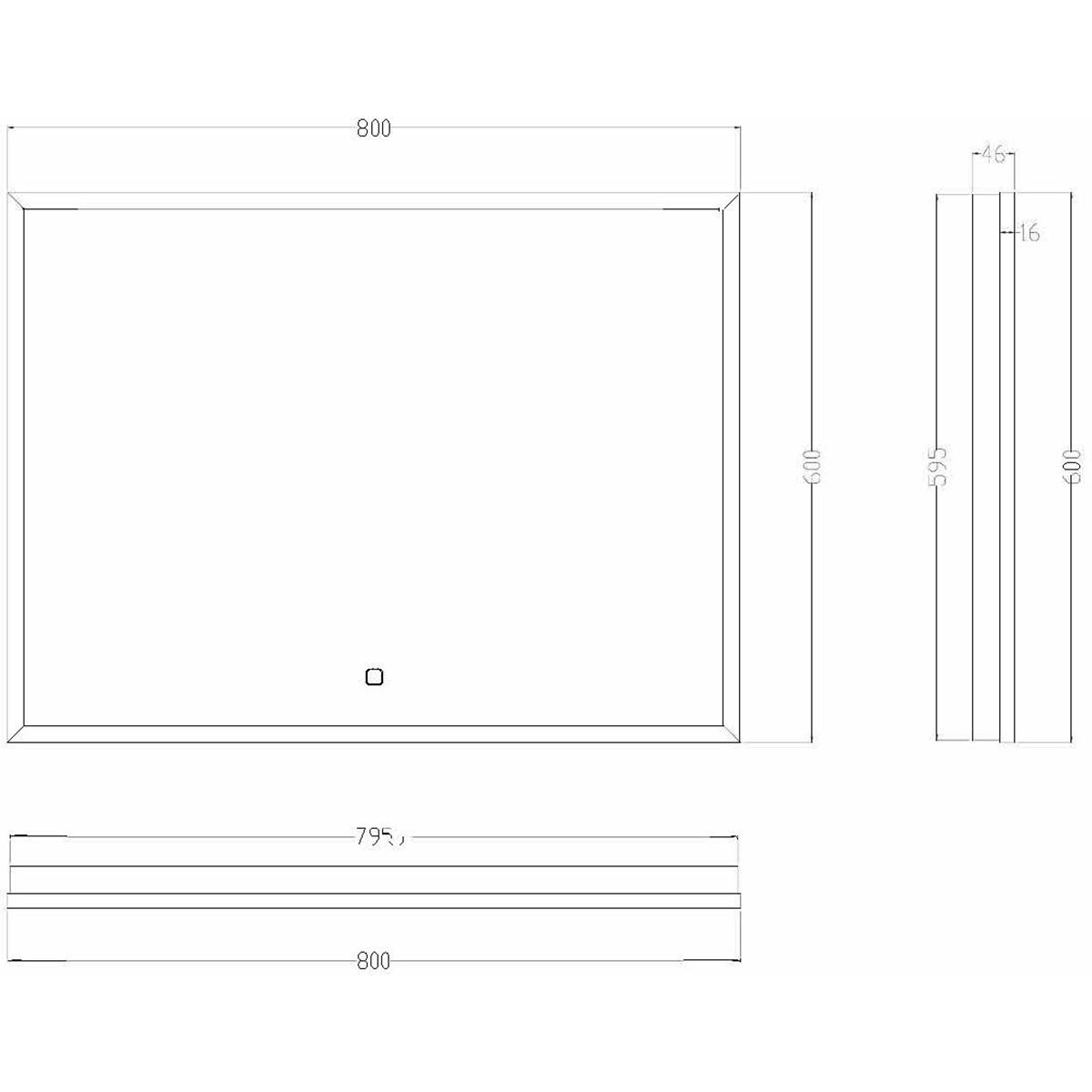 Wiesbaden Avi Spiegel Met LED - Dimbaar - Spiegelverwarming - Rechthoek - 80x60cm - Mat Zwart