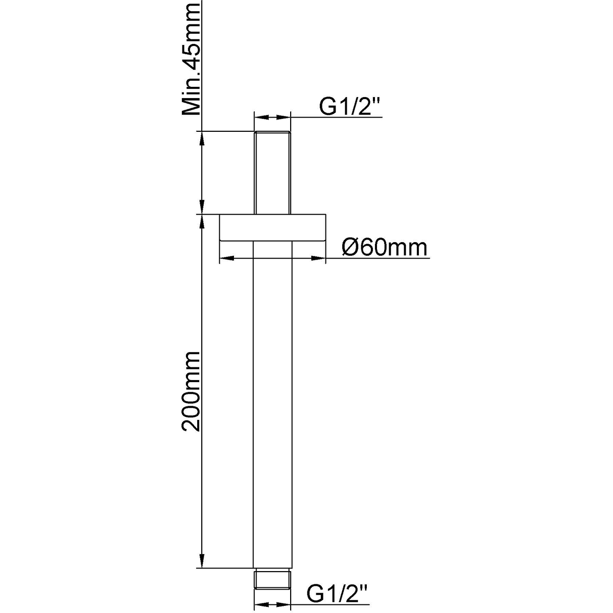 Wiesbaden Caral Douchearm met Plafondbevestiging - 20cm - Geborsteld Brons Koper