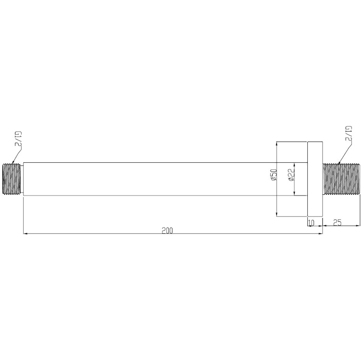 Wiesbaden Caral Douchearm met Plafondbevestiging - 20cm - Mat Zwart