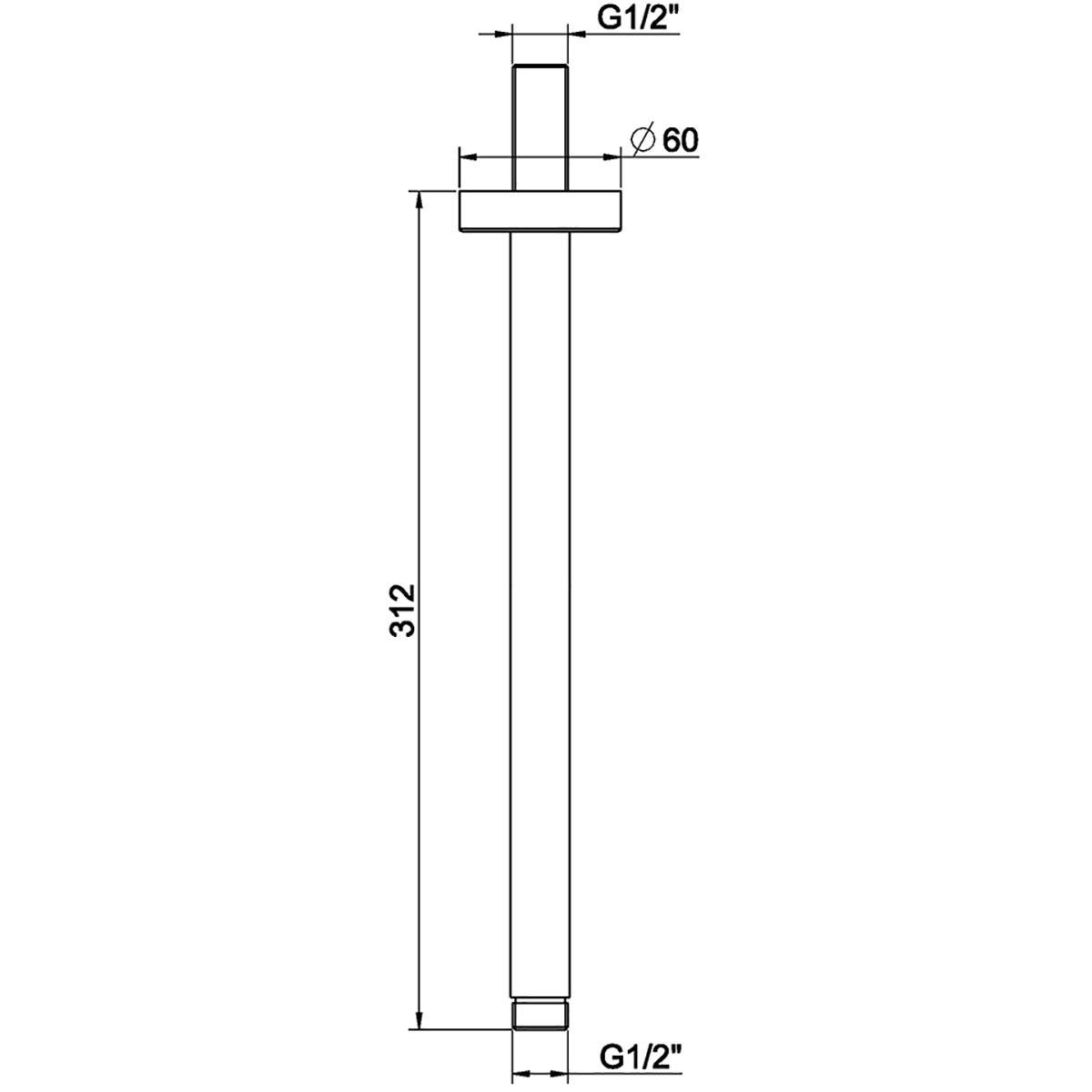 Wiesbaden Caral Douchearm met Plafondbevestiging - 30cm - Gunmetal