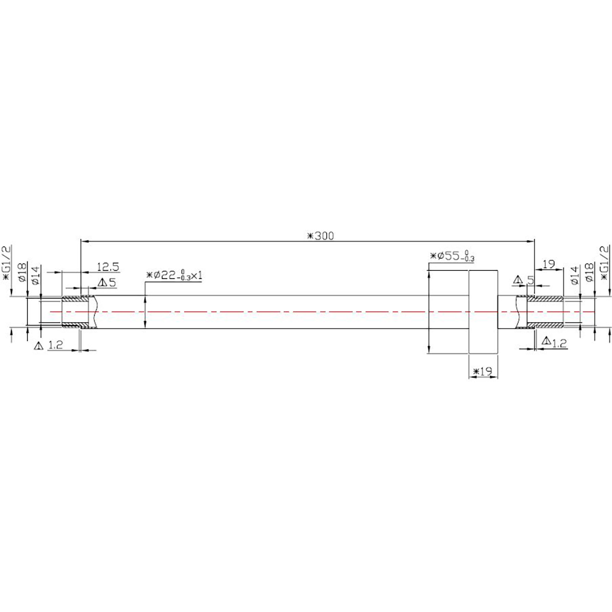 Wiesbaden Caral Douchearm met Plafondbevestiging - 30cm - Mat Zwart