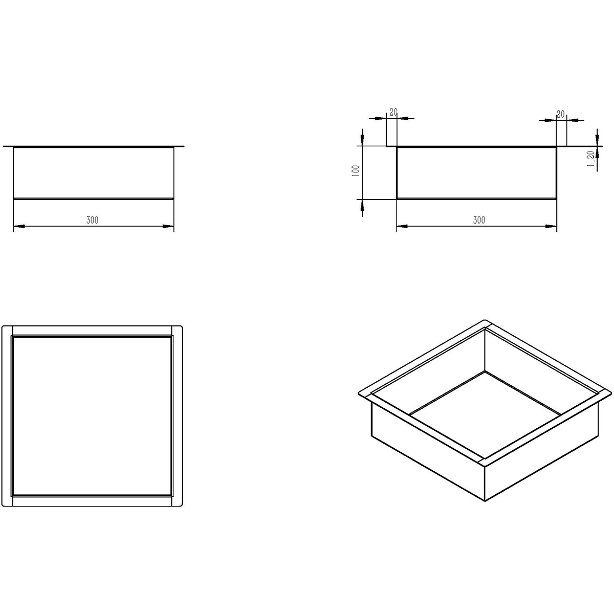 Wiesbaden Demis Inbouwnis - 30x30x10cm - Geborsteld Messing