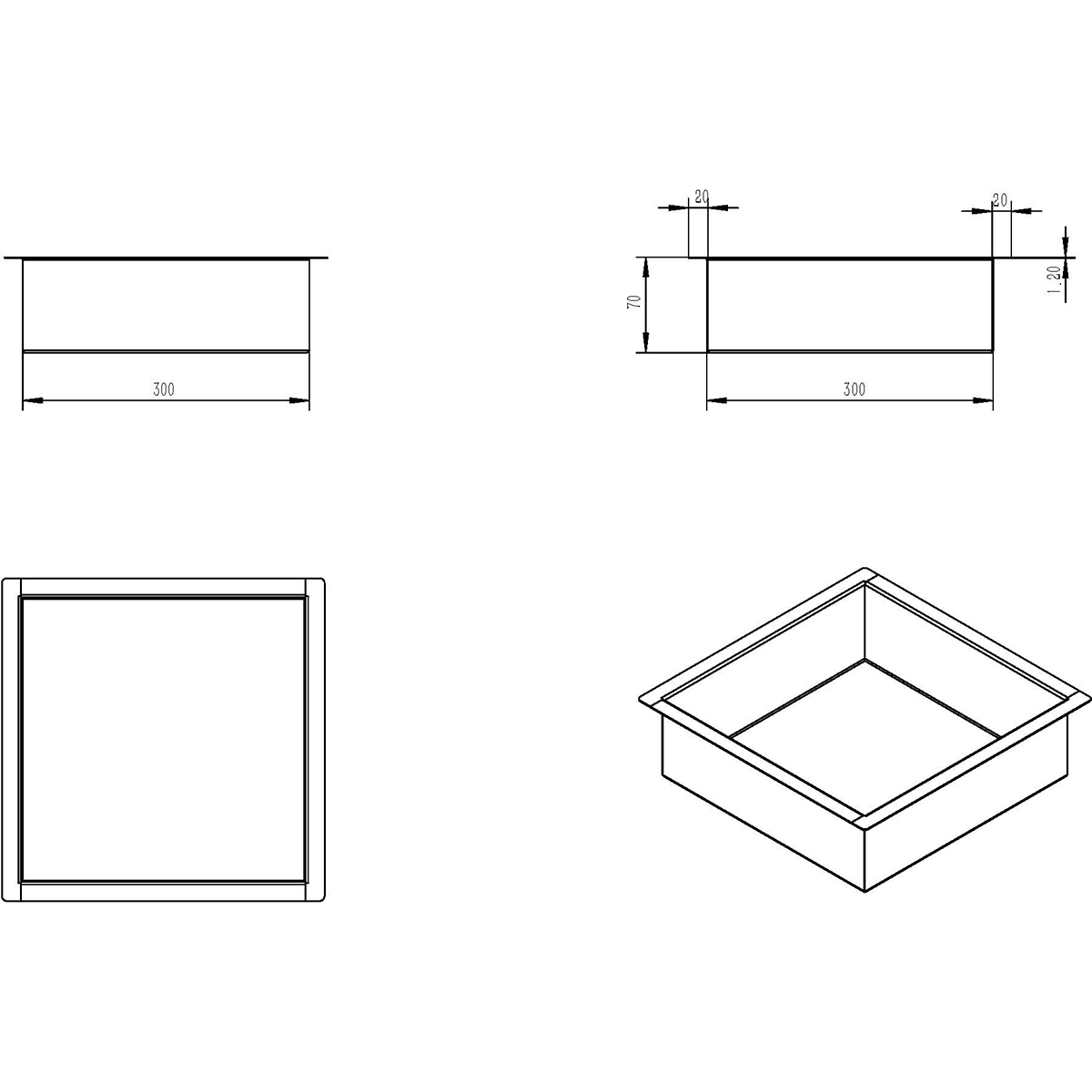 Wiesbaden Demis Inbouwnis - 30x30x7cm - Geborsteld Messing